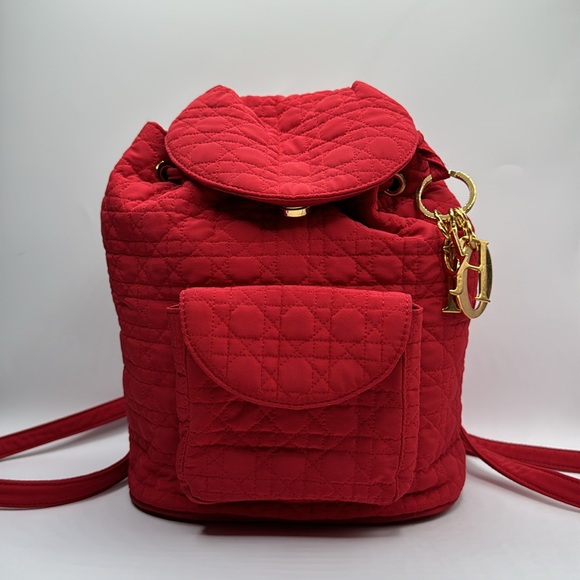 Christian Dior Red Cannage Nylon Mini Drawstring Backpack - Picture 9 of 9